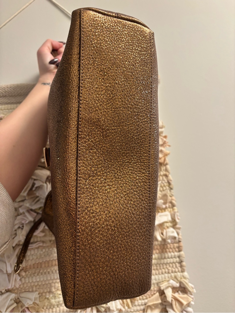Jimmy Choo Bronze Metallic Leather Shoulder Bag - Picture 4 of 6